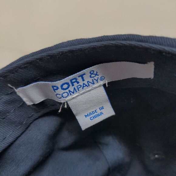 Port & Company Men's Slideback Hat Blue Embroidered Logo 100% Cotton - Picture 7 of 8